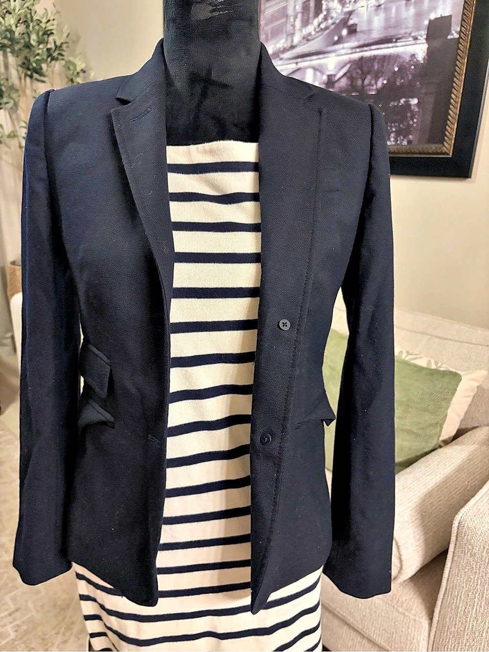 J.Crew Schoolboy Striped Blazer in Black & White Like New